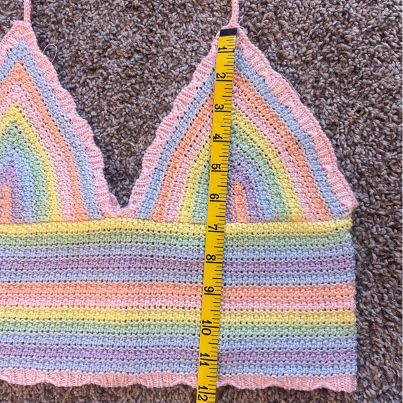 Sincerely Jules Pastel Rainbow Knit Crop Top NWT - Picture 4 of 8